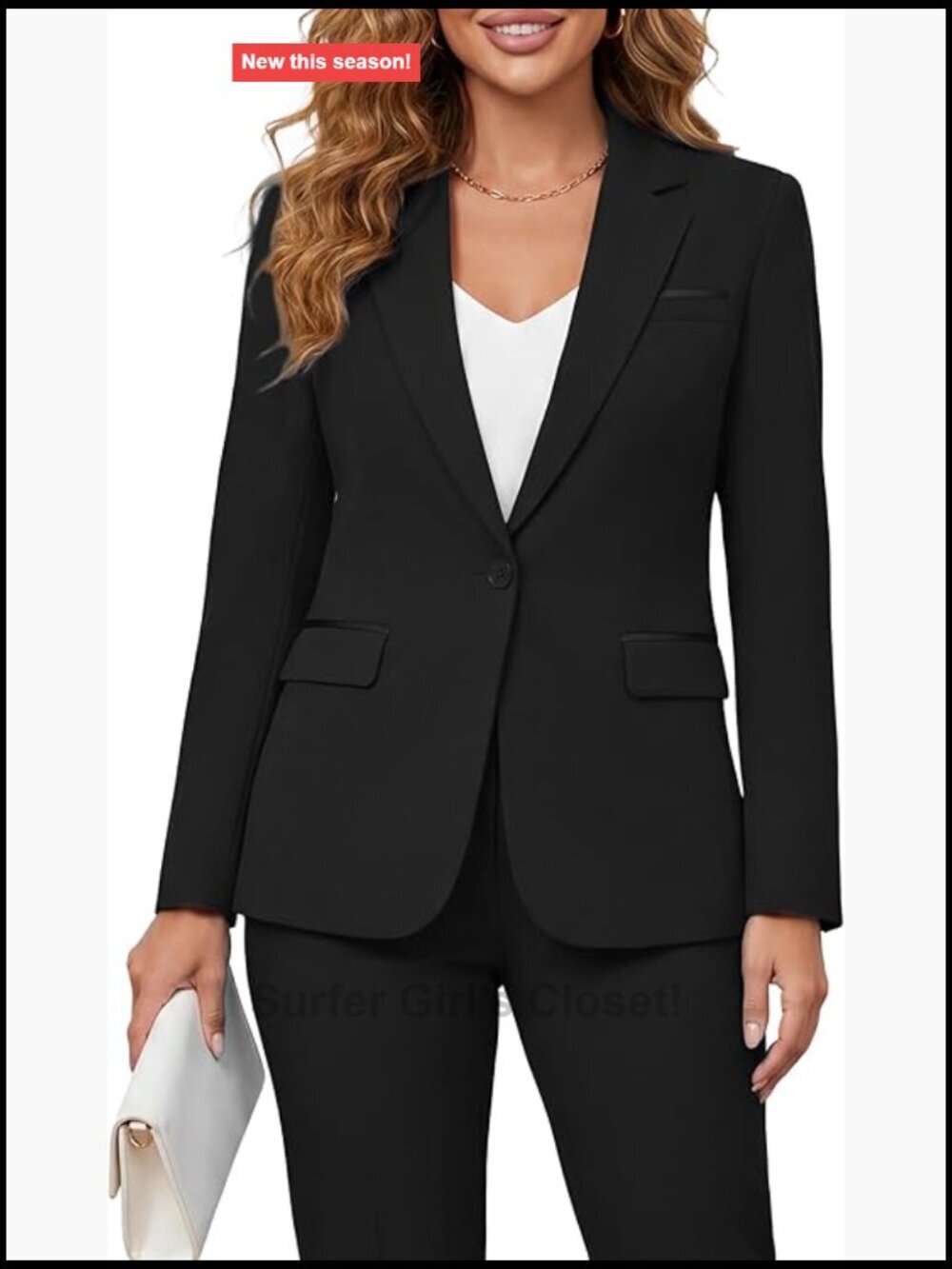 2 Piece Suit Notched Lapel One Button Slim Fit Blazer Pants Set Business Office